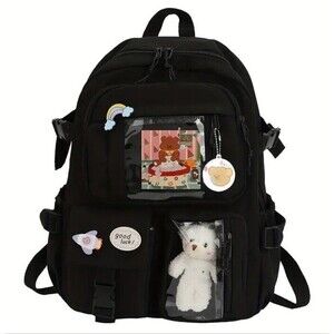 Backpack Aesthetic Girls Teens Cute School Bags Japanese Korean Style New Black